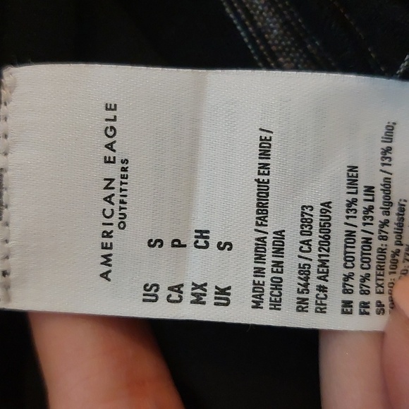 American Eagle Outfitters plaid high-rise linen blend tie front shorts size S - Picture 4 of 7